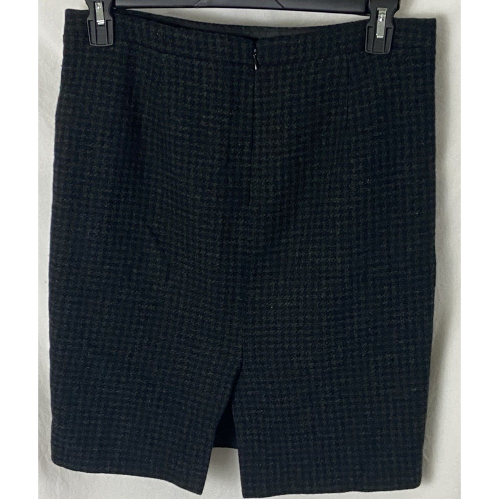 J Crew Pencil Skirt 10 Black Gray Houndstooth Wool Blend Pockets Academia Career - Picture 2 of 5
